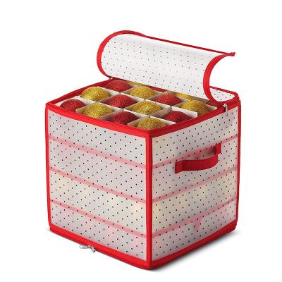 China Large Viable Christmas Ornament Storage Zipper Chest with 64 Compartments for sale