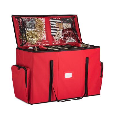 China Sustainable Christmas Ornament Storage Bag Box With Dividers Holiday Decorations for sale