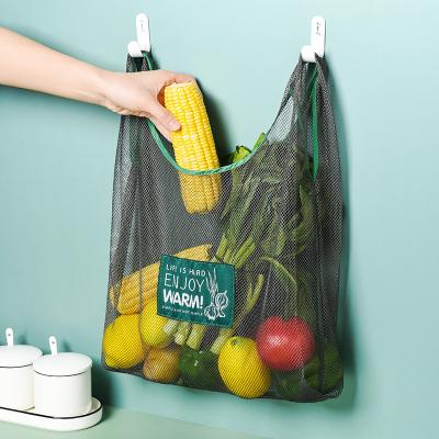 China Eco - Friendly Reusable Cotton Mesh Bag Large Capacity Vegetable Storage Shop Bags for sale