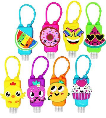 China Viable Cartoon Mini Empty Hand Sanitizer Holder Silicone Container For Liquid Soap As Key Chain Decor for sale