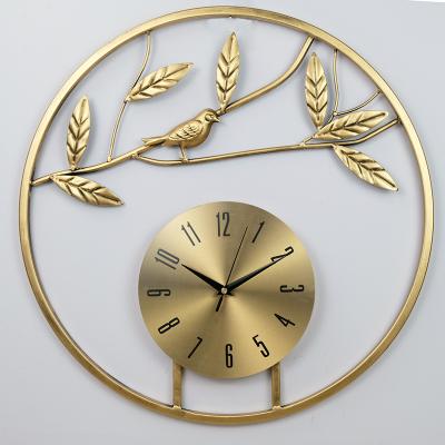 China Round Iron Antique Gold Wall Clocks Antique Style Decorations For Metal Wall Home Industrial Decor for sale