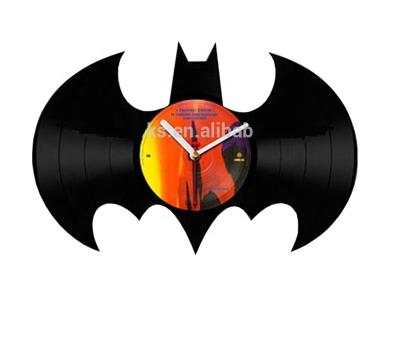 China Class Wholesale Cartoon Style Bat Shaped Vinyl Record Wall Clock Decorative Gift for sale