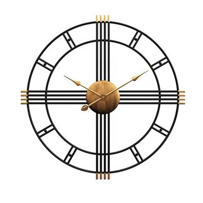 China Calendars Metal Wall Clock Decorative Round 3D Hollow Roman Numeral Non-ticking for sale