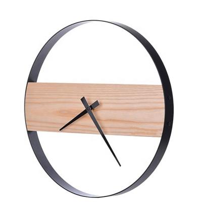 China Modern Calendars Home Wooden Wall Clock Around Indoor Non-ticking Battery Operated Decor for sale