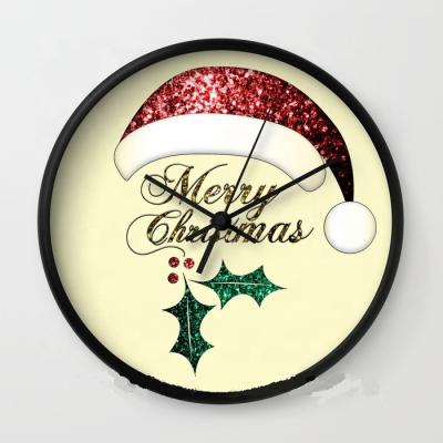 China Calendars Fashion Design Christmas Hat Home Art Quarter Wall Clock Cute Decorative for sale