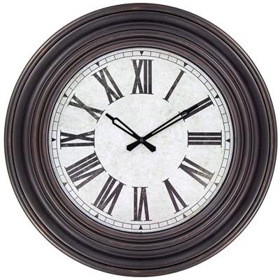 China Retro Calendars Round Large Motion Silent Battery Operated Wall Clock with Roman Numerals for sale