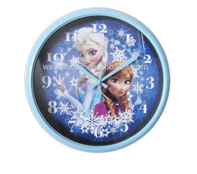 China Calendars Decoration Christmas Gift Lovely Cartoon Frozen Design Plastic Wall Clock for sale