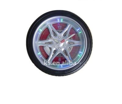 China Calendars Shape Design Car Wheel Shape Modern Plastic Decorative Wall Clock for sale