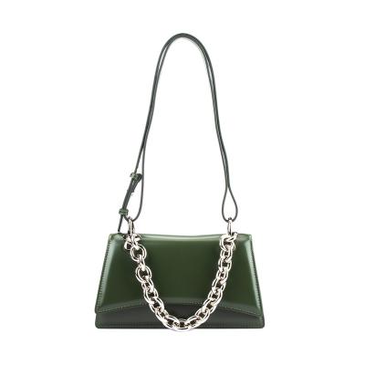 China HOWARD SHAWN Thick Chain Women Hand waterproof bags green genuine leather cross - body handbag factory wholesale fashionable ladies shoulder bags for sale