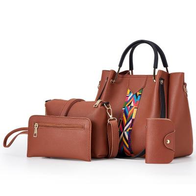 China High Quality 4 Pieces Set PU Leather Main Case Cartera Tote Bag Handbags Handbags Sets With Custom Logo for sale