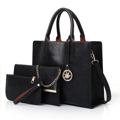 China Lady Custom Logo High Quality Ladies PU Tote Women Leather Casual Handbags 3pcs Set for sale