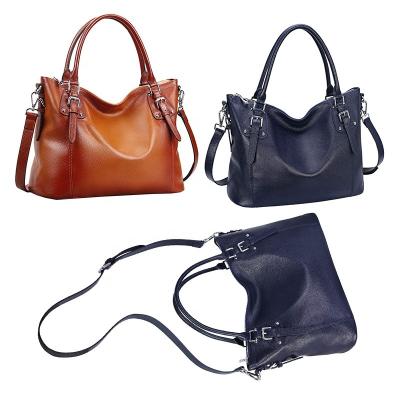 China Custom high quality fashion women solid color rivet top layer cowhide leather shoulder messenger for sale