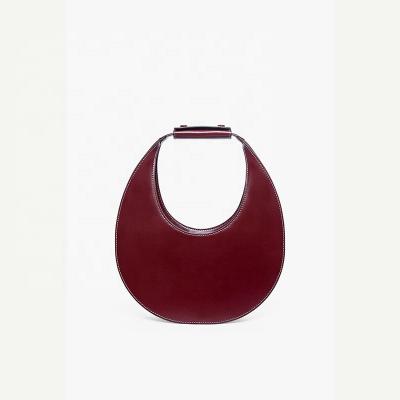 China Other New Fashion Burgundy Ladies Shoulder Bag PU Leather Fashionable Half Moon Women's Armpit Handbag for sale