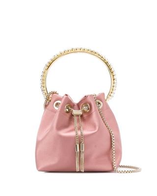 China Other Fashion Designer Satin Drawstring Women Bucket Bag Rose Shoulder Bag Custom Cross - Body Bag Handbag for sale