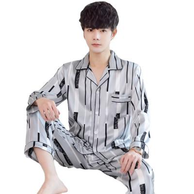 China KKVVSS JS2 QUICK DRY Man Two-Piece Pajamas Sets Mens Silk Sleepwear Long Sleeve Adult Home Wear Luxury Print Night Wear for sale