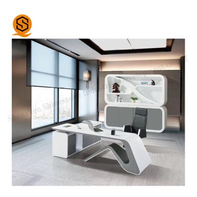 China White color common seamless acrylic baking office modern desk, concise design desk for sale