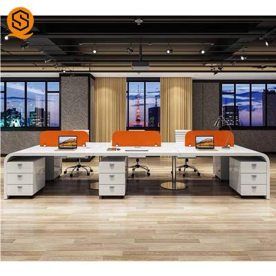 China Modern 4 Person Computer Workstation Desk Office Furniture Double Double Customs Office Workstations for sale