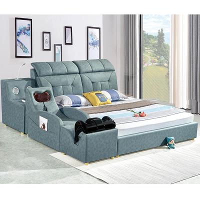 China Smart Wooden King Size Leather Bed (Size) Adjustable Custom Multifunction Bed Leathaire Fabric Storage Bed for sale