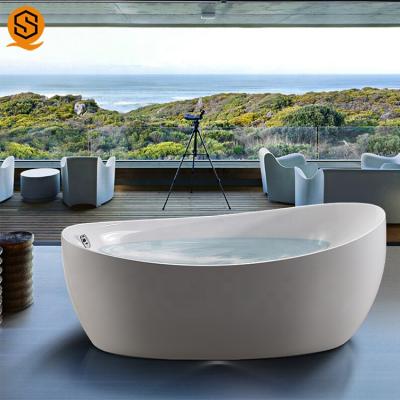 China Modern Portable White Concrete Stone Bathtub Solid Outdoor Freestanding Bathtub For Home for sale