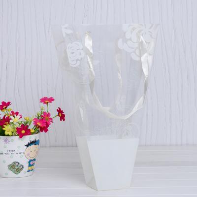 China Recyclable Custom Transparent Flower Wrapping Bags Gift Carry Bags Flower Wrapping Bag With Handles for sale