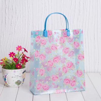 China Recyclable Custom Logo Fashion Clear Plastic Waterproof Bag For Handle Shopping Bags for sale