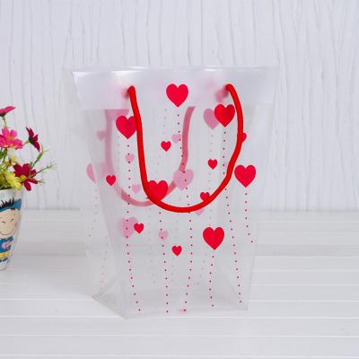 China High Quality Recyclable OEM PP Plastic Flower Bag Waterproof Clear Gift Flower Bouquet Bag With Handles for sale