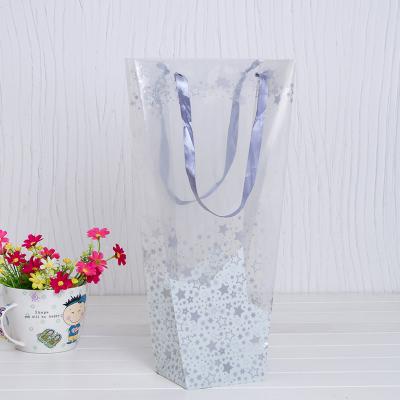 China Recyclable high quality custom transparent cheap pp plastic bag flower packaging bag with handle for sale