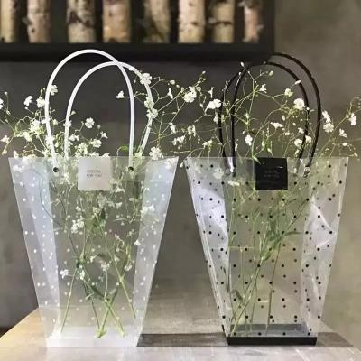 China Wholesale Recyclable Large Size Plastic Flower Square Gift Florist Gift Clear Bouquet Bag With Handle for sale