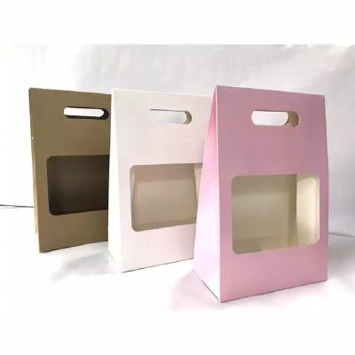 China Recyclable Wholesale Transparent Custom Window Paper Bag Valentines Day Gift Packaging Bag for sale