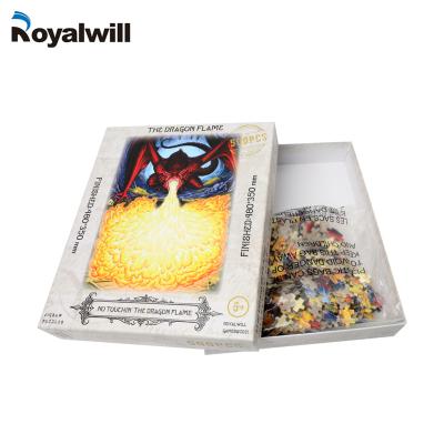 China Royalwill Christmas Paper Puzzles Flame Glow In Dark Gray Board Card 500 Pcs Kids Christmas Gift for sale