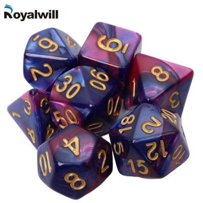 China Resin Factory Direct Bulk Purchase 7 PCS Purple Dies Set Resin Craft Blue Color Board Game RPG Industrial Plastic Parts for sale