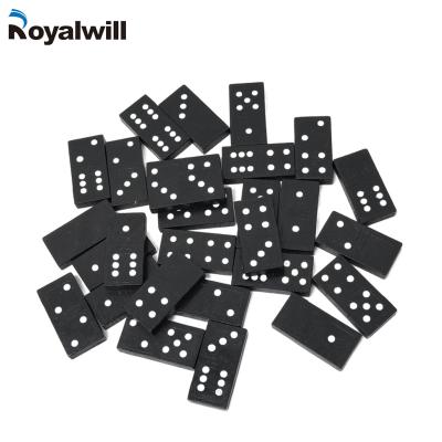 China Dots Black Dominoes Set Double Engraved Six 28 Wooden Tiles Box Packing for sale