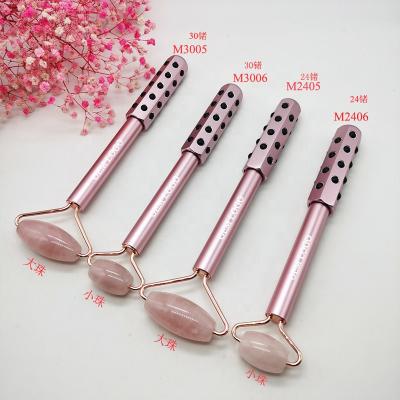 China Face Roller Jade Stone Massager Rose Quartz Welded Natural Pink Nutriherbs Facial Massage Rollerrose Gold Wholesale for sale