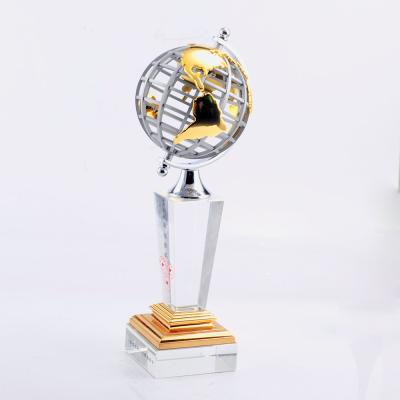 China Hot Sale Top Quality Crystal Trophies And Awards With Skeleton Earth From Europe for sale