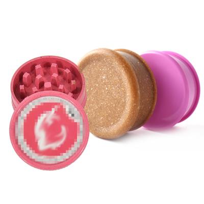 China Custom Eco Friendly Biodegradable Green Pink Plastic Crusher New Logo 60mm Tobacco Hemp Weed Grinder for sale