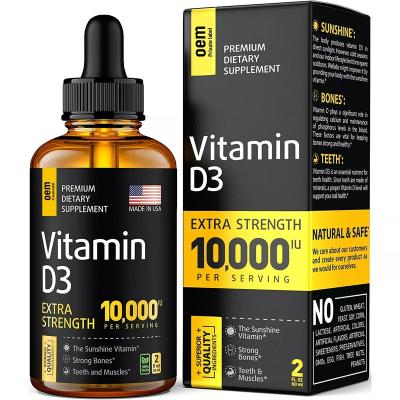 China Healthcare Food Customized Vegan Supplements Vitamin D3 Liquid Drops For Provide Extra Energy Strength for sale