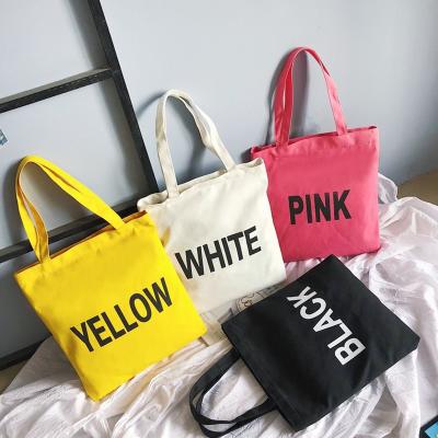 China 100% Eco-friendly Wholesale Multi-size Canvas Printing Large Shopping Lady Bags Letter Handbag Supports Customized Print Logo Tote Bag for sale