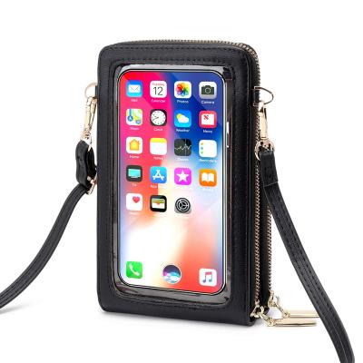 China PUu Fashion Hot Selling Touch Screen Phone Bag Transparent Handbags Ladies Black Casual Handbag With Mini Messenger Bags for sale