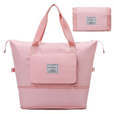 China Fashion Duffel Bag Waterproof Pink Large Fashion Travel Handbag With Divider Layer Gym Dry And Wet Bag for sale