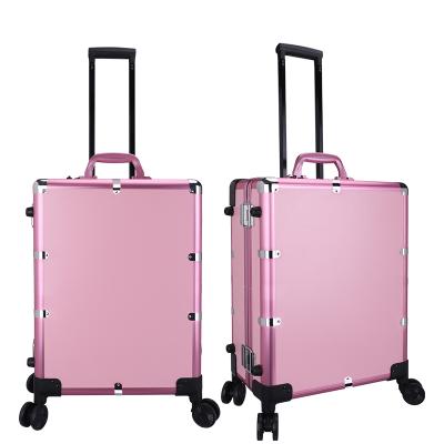 China Fashion Portable Makeup Train Case With LED Lighted Cosmetic Case Travel Trolley Organizer Makeup Artist Train Case for sale