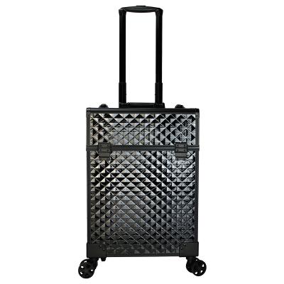 China Popular Portable Cosmetic Case Aluminum Beauty Vintage Makeup Trolley Professional Cosmetic Case With Mirror for sale