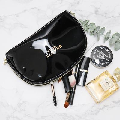 China Wholesale Classic Shell Patent Leather Fashion Cosmetic Bags Women Makeup Travel Cosmetic Bags Box Convenient Custom Letter for sale