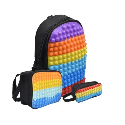 China 2022 Waterproof New Rainbow Silicone Premium Backpack Set Kawaii Fingertip School Backpack Woman Other Backpack for sale