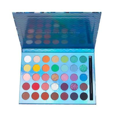 China Waterproof Pressed 35 Glitter High Dye Eyeshadow Seal Tray Supplier Private Label Eyeshadow Palette for sale