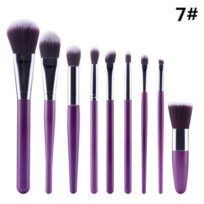 China Angular Blush 8 Pcs Purple And Black Cute Makeup Brush Set Professional Makeup Tool Kit Make Up Brush Set Without Case for sale