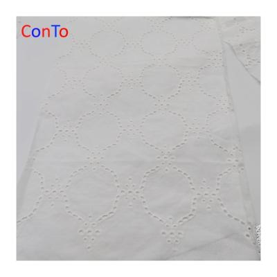 China High Quality Fuse Lace Embroidery Eyelet Embroid Waffle Organic Cotton Fabric for sale