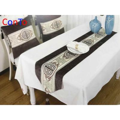 China Best Quality Floral Jacquard China Manufacturer Chiffon Hessian Runner Tablecloth for sale