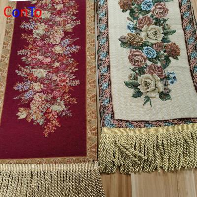 China Luxury Silver Jacquard Flower High Quality Fancy Table Runners for sale