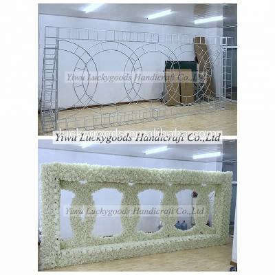 China Fashional LDJ591factory sale fashion ceremony white metal square arch backdrop with pink hydrangea flowers for sale for sale