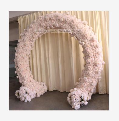 China LFB1653 Luckygoods Elegant Design 3D Metal Arch Flower Silk Rose To Wedding Stage Decoration for sale